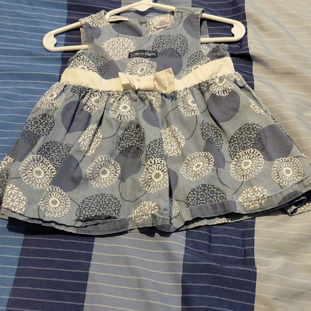 Calvin Klein Blue and White Patterned Baby Dress